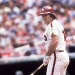 Pete Rose plays for the Phillies at Veterans Stadium in 1983