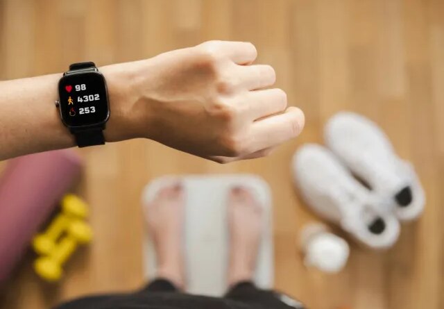 burning calories on a fitness tracker concept